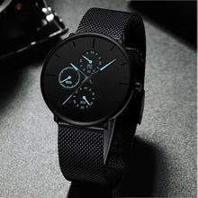 Load image into Gallery viewer, Mens Business Black Watches Luxury Stainless Steel Ultra Thin Mesh Belt Quartz