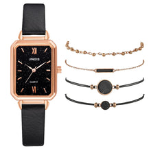 Load image into Gallery viewer, 5pcs Set Fashion Watch For Women Square Leather Ladies Bracelet Watches Quartz Wrist Watch Female Black Clock