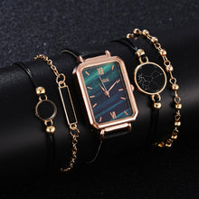 Load image into Gallery viewer, 5pcs Set Fashion Watch For Women Square Leather Ladies Bracelet Watches Quartz Wrist Watch Female Black Clock