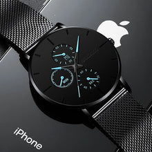 Load image into Gallery viewer, Mens Business Black Watches Luxury Stainless Steel Ultra Thin Mesh Belt Quartz