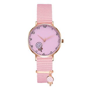 Cartoon Flowers Pink Ladies Bracelet Watch Set Cute Student Quartz Watch Montre Femme Zegarek Damski