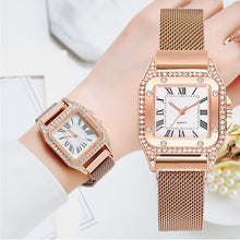 Load image into Gallery viewer, New Watches Women Square Rose Gold Wrist Watches Magnetic Fashion Brand Watches