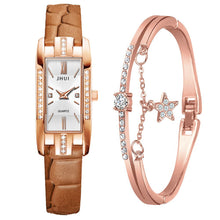 Load image into Gallery viewer, Luxury Watches Women Roma Square Rose Gold Wrist Watches Green Leather