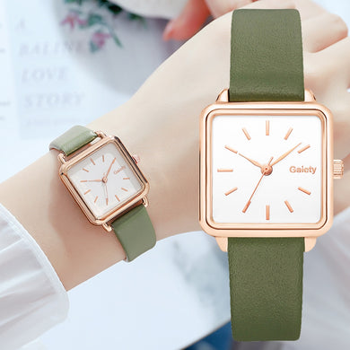 Gaiety Brand Fashion Women Watch Simple Square Leather Band Bracelet Ladies Watches Quartz Wristwatch