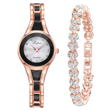 Load image into Gallery viewer, 2pcs Set Women Bracelet Watches Fashion Women Dress Ladies Wrist Watch Luxury Rose Gold