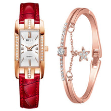 Load image into Gallery viewer, Luxury Watches Women Roma Square Rose Gold Wrist Watches Green Leather