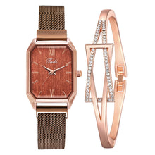 Load image into Gallery viewer, Fashion Women Quartz Watch Bracelet Set Luxury Magnet Buckle Women Watches Simple Rose Gold Mesh Pink Ladies