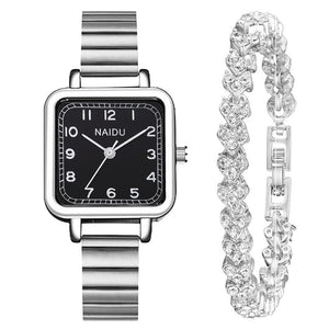 Luxury Square Fashion Diamond Ladies Wristwatches Stainless Steel Silver Female Quartz Watch Montre Femme