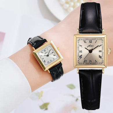 Classic Square Luxury Quartz Watch For Women Casual Leather Fashion Gift Watch With Leather