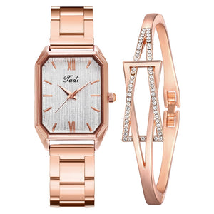 Fashion Watch For Women Luxury Rose Gold Rhinestone Bracelet Watch Ladies Quartz