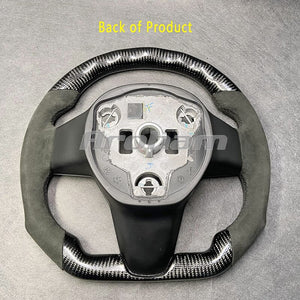 Carbon Fiber Steering Wheel D-shaped Ergonomics Sport Design 2017 2018 2019 2020 2021 2022 For Tesla Model 3 Model Y