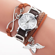 Load image into Gallery viewer, Fashion Watch For Women Luxury Silver Heart Pendant Leather Belt Quartz Clock Black Ladies