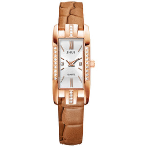 Luxury Watches Women Roma Square Rose Gold Wrist Watches Green Leather