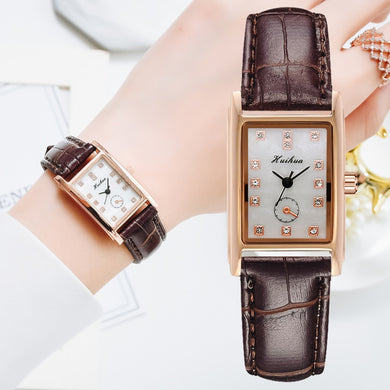 Simple Watch For Women Bracelet Casual Leather Rectangle Ladies Watches Female