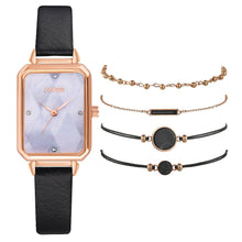 Load image into Gallery viewer, 5pcs Set Fashion Watch For Women Square Leather Ladies Bracelet Watches Quartz Wrist Watch Female Black Clock