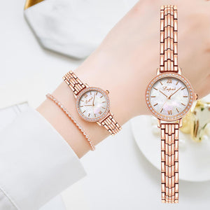 Luxury Ladies Watch Diamond Bracelet Stainless Steel Chain Watch For Women Rose Gold Dress