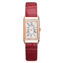 Load image into Gallery viewer, Gaiety Brand Diamond Watches Women Square Rose Gold Wrist Watches Red Leather