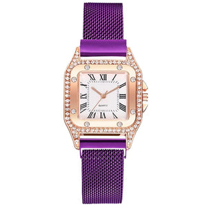 New Watches Women Square Rose Gold Wrist Watches Magnetic Fashion Brand Watches