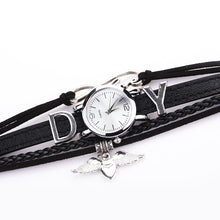 Load image into Gallery viewer, Fashion Watch For Women Luxury Silver Heart Pendant Leather Belt Quartz Clock Black Ladies