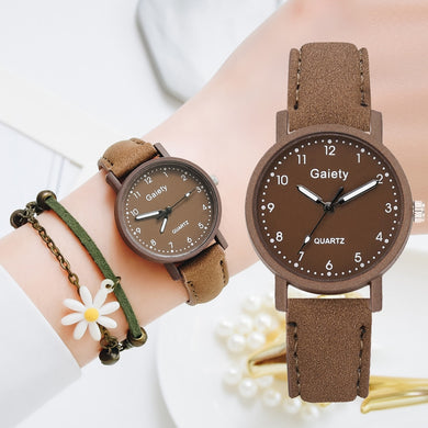 Watch For Women Simple Arabic Numerals Bracelet Leather Ladies