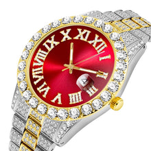 Load image into Gallery viewer, Iced Out Luxury Watch Men Gold Silver Cubic Zirconia Watches Hip Hop Full Diamond Bracelet Stainless Steel Quartz