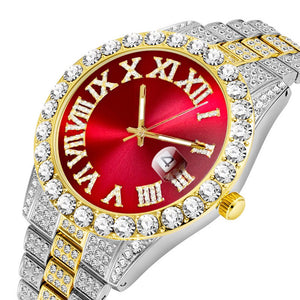 Iced Out Luxury Watch Men Gold Silver Cubic Zirconia Watches Hip Hop Full Diamond Bracelet Stainless Steel Quartz