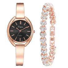 Load image into Gallery viewer, 2pcs Set Women Bracelet Watches Fashion Women Dress Ladies Wrist Watch Luxury Rose Gold