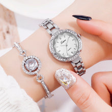 Load image into Gallery viewer, Luxury 2 PCS Set Watch Women Silver Rhinestone Bracelet Watch Jewelry Ladies Female Hour Casual Quartz