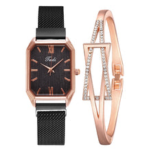 Load image into Gallery viewer, Fashion Women Quartz Watch Bracelet Set Luxury Magnet Buckle Women Watches Simple Rose Gold Mesh Pink Ladies