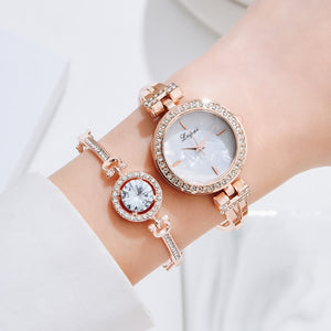 Lvpai Luxury Watch For Women 6pcs Set Bracelet Necklace Earrings Rings Elegant