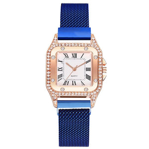 New Watches Women Square Rose Gold Wrist Watches Magnetic Fashion Brand Watches