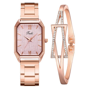 Fashion Watch For Women Luxury Rose Gold Rhinestone Bracelet Watch Ladies Quartz