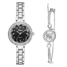 Load image into Gallery viewer, Luxury 2 PCS Set Watch Women Silver Rhinestone Bracelet Watch Jewelry Ladies Female Hour Casual Quartz