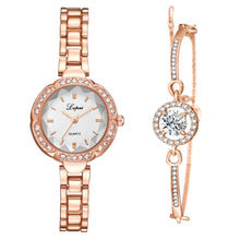 Load image into Gallery viewer, Luxury 2 PCS Set Watch Women Silver Rhinestone Bracelet Watch Jewelry Ladies Female Hour Casual Quartz