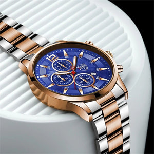 Brand Men&#39;s Watches Men Luxury Business Stainless Steel Quartz Wristwatch Male Calendar Luminous Casual Leather