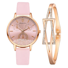 Load image into Gallery viewer, Watch For Women Fashion Quartz Watch Elegant Leather Strap Movable Diamond Ladies