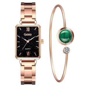 Gaiety Brand Women Watches Fashion Green Dial Square Ladies Quartz Wrist Watch Bracelet Simple Dress