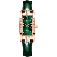 Load image into Gallery viewer, Luxury Watches Women Roma Square Rose Gold Wrist Watches Green Leather