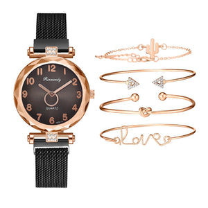 5pc/set Luxury Brand Women Watches Gradient Magnet Watch Fashion Casual Female Wristwatch
