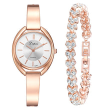 Load image into Gallery viewer, 2pcs Set Women Bracelet Watches Fashion Women Dress Ladies Wrist Watch Luxury Rose Gold