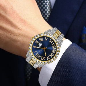 Iced Out Luxury Watch Men Gold Silver Cubic Zirconia Watches Hip Hop Full Diamond Bracelet Stainless Steel Quartz