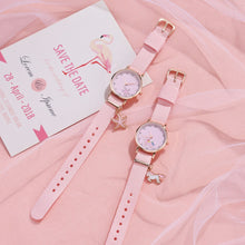 Load image into Gallery viewer, Cartoon Flowers Pink Ladies Bracelet Watch Set Cute Student Quartz Watch Montre Femme Zegarek Damski