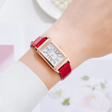 Load image into Gallery viewer, Gaiety Brand Diamond Watches Women Square Rose Gold Wrist Watches Red Leather