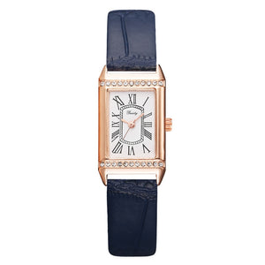 Gaiety Brand Diamond Watches Women Square Rose Gold Wrist Watches Red Leather