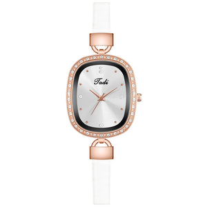 Bracelet Watches Ladies Thin Leather Strap Rhinestone Ladies Wrist Watch Arabic Numerals Dial Quartz Clock Gifts