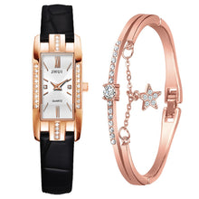 Load image into Gallery viewer, Luxury Watches Women Roma Square Rose Gold Wrist Watches Green Leather