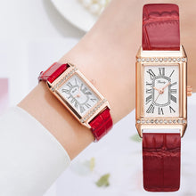 Load image into Gallery viewer, Gaiety Brand Diamond Watches Women Square Rose Gold Wrist Watches Red Leather