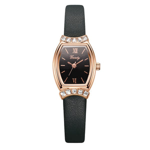 Gaiety Brand Diamond Watches Women Square Rose Gold Wrist Watches Red Leather