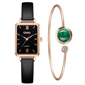 Gaiety Brand Women Watches Fashion Square Ladies Quartz Watch Bracelet Set