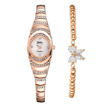 Load image into Gallery viewer, 2pcs/set Fashion Women Watch Delicate Rhinestone Silver Watch Bracelet For Women Luxury Ladies